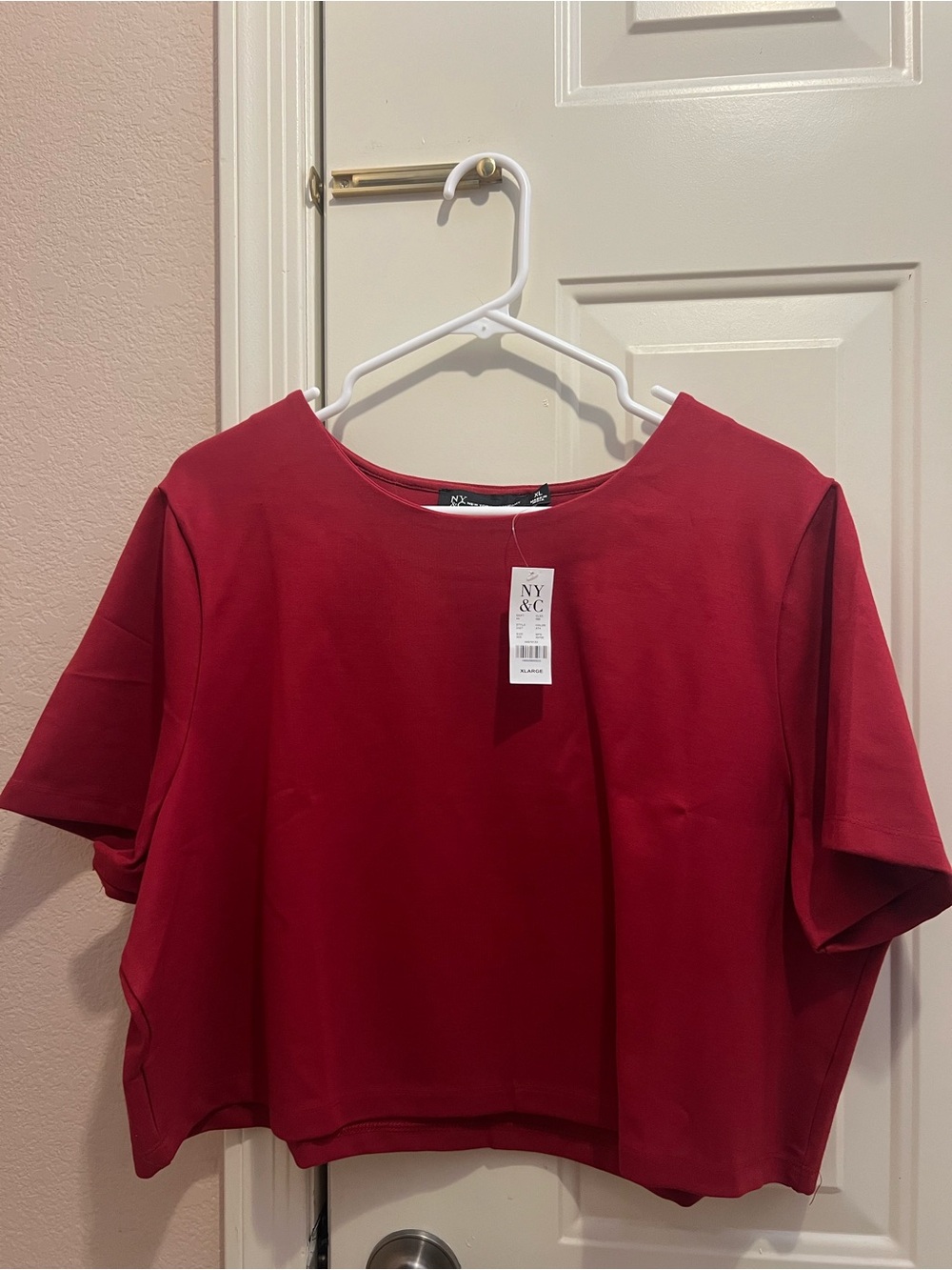 New York & Company Red Boxy Crop Top